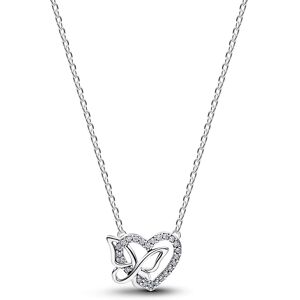 Pandora Strieborný náhrdelník Srdce s motýľom 394477C01-45 Pandora Strieborný náhrdelník Srdce s motýľom 394477C01-45