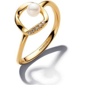 Pandora Elegantný pozlátený prsteň so zirkónmi a perlou Essence Shine 163831C01 54 mm Pandora Elegantný pozlátený prsteň so zirkónmi a perlou Essence Shine 163831C01 54 mm
