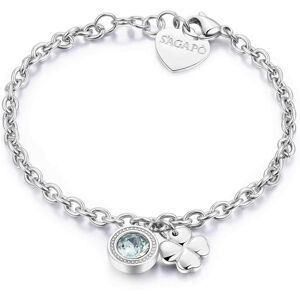 S'Agapõ Oceľový náramok s kryštálom a štvorlístkom Lucky Light SKT12 S'Agapõ Oceľový náramok s kryštálom a štvorlístkom Lucky Light SKT12