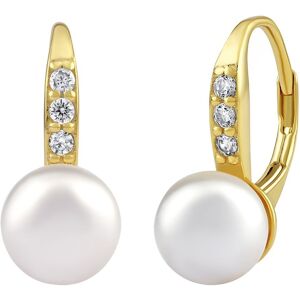 Silvego Strieborné/pozlátené náušnice CASSIDY s bielou perlou Swarovski® Crystals LPS0639ESWWGP Silvego Strieborné/pozlátené náušnice CASSIDY s bielou perlou Swarovski® Crystals LPS0639ESWWGP