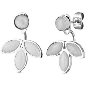 Vuch Moderné oceľové náušnice s bielym tyrkysom 2v1 NÁUŠNICE MOON LILIES Vuch Moderné oceľové náušnice s bielym tyrkysom 2v1 NÁUŠNICE MOON LILIES