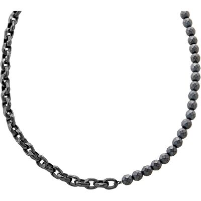Armani Exchange Módny pánsky náhrdelník s korálkami hematitu AXG0150060 Armani Exchange Módny pánsky náhrdelník s korálkami hematitu AXG0150060