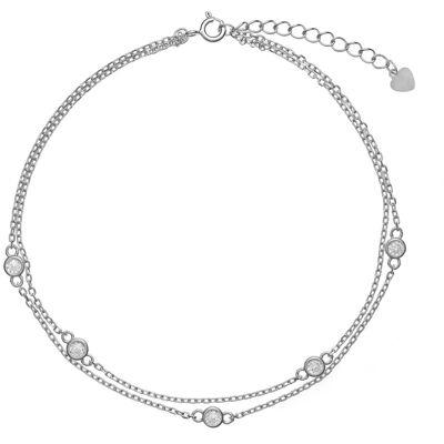 AGAIN Jewelry Dvojitý strieborný náramok na členok s kubickými zirkónmi AJNH0001 AGAIN Jewelry Dvojitý strieborný náramok na členok s kubickými zirkónmi AJNH0001