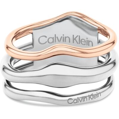 Calvin Klein Módny dámsky bicolor prsteň z ocele CK Wavy 35000651 58 mm Calvin Klein Módny dámsky bicolor prsteň z ocele CK Wavy 35000651 58 mm