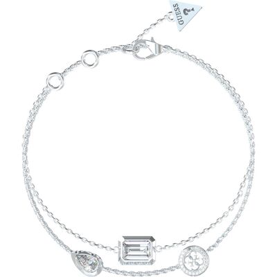 Guess Dvojitý oceľový náramok so zirkónmi 4G Light JUBB05237JWRH 18,5 cm Guess Dvojitý oceľový náramok so zirkónmi 4G Light JUBB05237JWRH 18,5 cm
