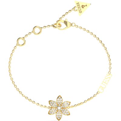 Guess Krásny pozlátený náramok s kvetinou White Lotus JUBB04144JWYG 18,5 cm Guess Krásny pozlátený náramok s kvetinou White Lotus JUBB04144JWYG 18,5 cm