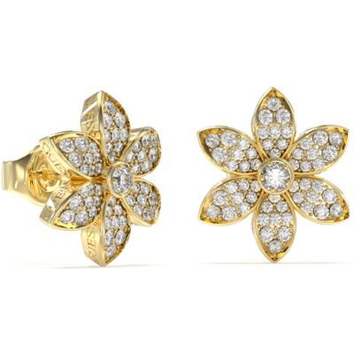 Guess Pozlátené náušnice so zirkónmi White Lotus JUBE04145JWYGT/U Guess Pozlátené náušnice so zirkónmi White Lotus JUBE04145JWYGT/U