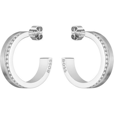 Hugo Boss Slušivé oceľové kruhové náušnice 1580526 Hugo Boss Slušivé oceľové kruhové náušnice 1580526