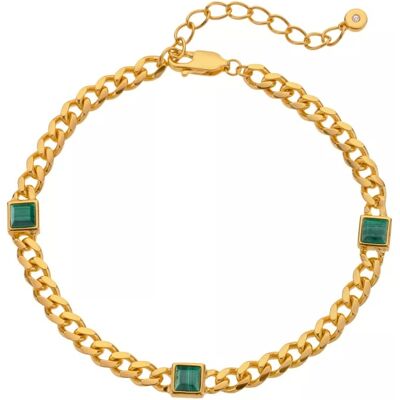 Hot Diamonds Robustný pozlátený náramok s malachitmi a diamantom Rivive DL712 Hot Diamonds Robustný pozlátený náramok s malachitmi a diamantom Rivive DL712