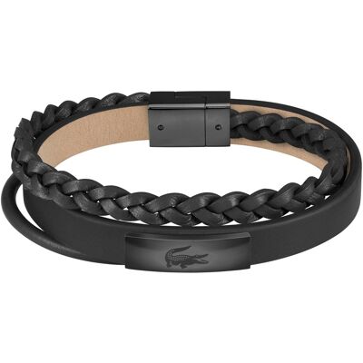 Lacoste Čierny kožený náramok Fusion 2040318 Lacoste Čierny kožený náramok Fusion 2040318