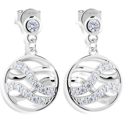 Modesi Slušivé visiace náušnice zo striebra J235CZ-W Modesi Slušivé visiace náušnice zo striebra J235CZ-W