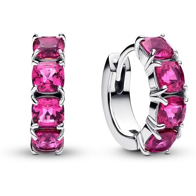 Pandora Kruhové strieborné náušnice s ružovými kryštálmi Timeless 293851C02 Pandora Kruhové strieborné náušnice s ružovými kryštálmi Timeless 293851C02