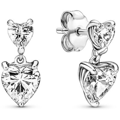 Pandora Nežné strieborné náušnice so zirkónmi Srdce Timeless 291199C01 Pandora Nežné strieborné náušnice so zirkónmi Srdce Timeless 291199C01