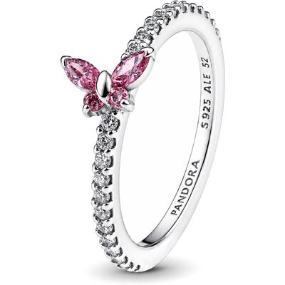 Pandora Nežný strieborný prsteň Ružový motýlik Timeless 194269C02 58 mm Pandora Nežný strieborný prsteň Ružový motýlik Timeless 194269C02 58 mm