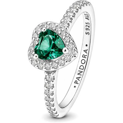 Pandora Slušivý strieborný prsteň so zeleným srdcom Timeless 198421C07 54 mm Pandora Slušivý strieborný prsteň so zeleným srdcom Timeless 198421C07 54 mm
