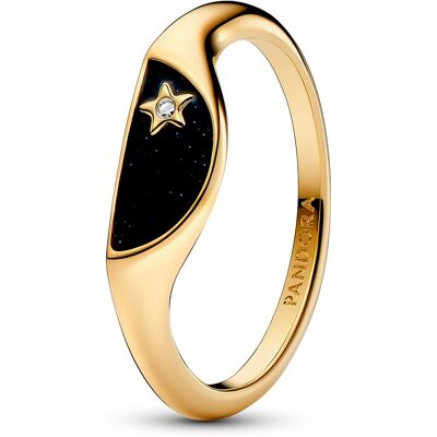 Pandora Očarujúce pozlátený prsteň s čiernou glazúrou ME Shine 163325C01 60 mm Pandora Očarujúce pozlátený prsteň s čiernou glazúrou ME Shine 163325C01 60 mm