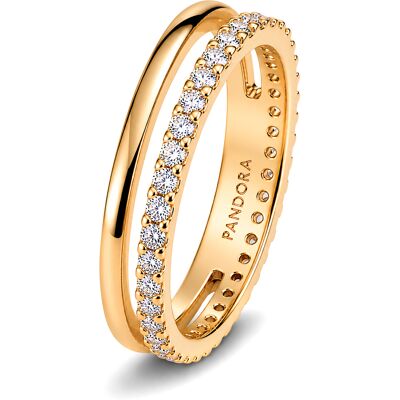 Pandora Pozlátený dvojitý prsteň so zirkónmi Timeless Shine 163799C01 50 mm Pandora Pozlátený dvojitý prsteň so zirkónmi Timeless Shine 163799C01 50 mm
