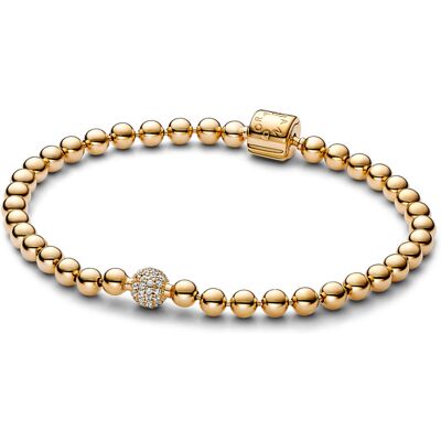 Pandora Pozlátený korálkový náramok Signature Shine 568342C01 19 cm Pandora Pozlátený korálkový náramok Signature Shine 568342C01 19 cm
