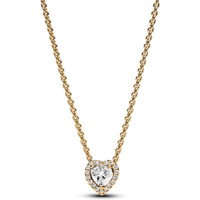 Pandora Pozlátený náhrdelník s trblietavým srdiečkom Shine Timeless 368425C01-45 Pandora Pozlátený náhrdelník s trblietavým srdiečkom Shine Timeless 368425C01-45