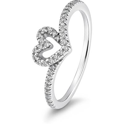 Pandora Romantický strieborný prsteň so srdiečkom Timeless 199302C01 58 mm Pandora Romantický strieborný prsteň so srdiečkom Timeless 199302C01 58 mm