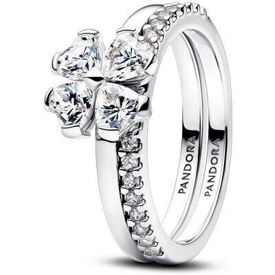 Pandora Rozdeliteľný strieborný prsteň Trblietavý štvorlístok 194507C01 60 mm Pandora Rozdeliteľný strieborný prsteň Trblietavý štvorlístok 194507C01 60 mm