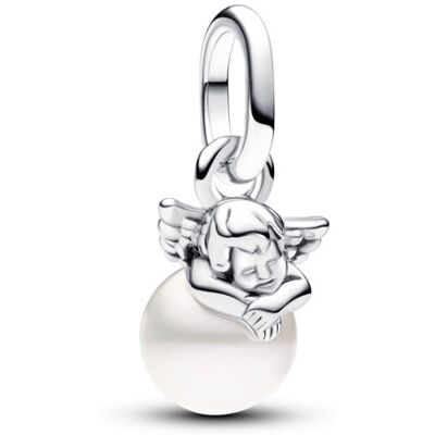 Pandora Strieborný mini prívesok Anjelik s perlou ME 793108C01 Pandora Strieborný mini prívesok Anjelik s perlou ME 793108C01