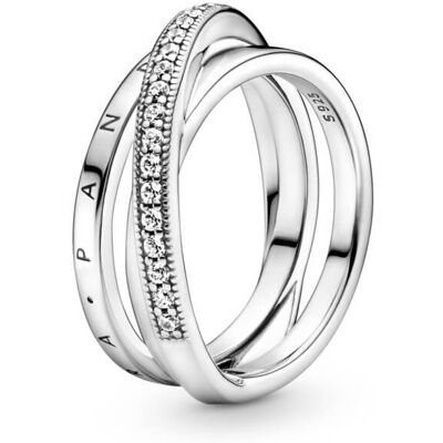 Pandora Strieborný prepletený prsteň so zirkónmi Pavé 199057C01 58 mm Pandora Strieborný prepletený prsteň so zirkónmi Pavé 199057C01 58 mm