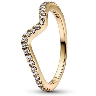 Pandora Vlnitý pozlátený prsteň s kubickými zirkónmi Timeless Shine 162539C01 52 mm Pandora Vlnitý pozlátený prsteň s kubickými zirkónmi Timeless Shine 162539C01 52 mm