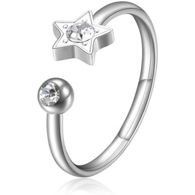 S'Agapõ Blyštivý oceľový prsteň Hviezda s kryštálom Click SCK89 S'Agapõ Blyštivý oceľový prsteň Hviezda s kryštálom Click SCK89