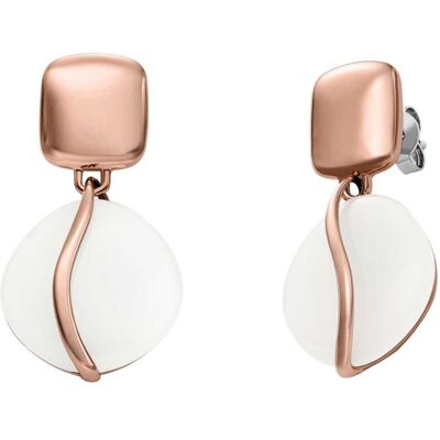 Skagen Bronzové náušnice s bielym sklom Sofia Sea Glass SKJ1816791 Skagen Bronzové náušnice s bielym sklom Sofia Sea Glass SKJ1816791