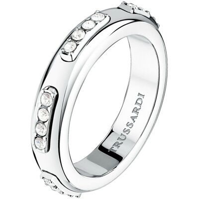 Trussardi Blyštivý oceľový prsteň s kryštálmi Concept TJAYY13012 54 mm Trussardi Blyštivý oceľový prsteň s kryštálmi Concept TJAYY13012 54 mm
