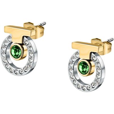 Trussardi Elegantné bicolor náušnice so zirkónmi T-Logo TJAXC61 Trussardi Elegantné bicolor náušnice so zirkónmi T-Logo TJAXC61
