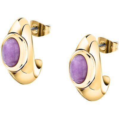 Trussardi Pozlátené náušnice s fialovým mramorom T-Concept TJAYY16 Trussardi Pozlátené náušnice s fialovým mramorom T-Concept TJAYY16