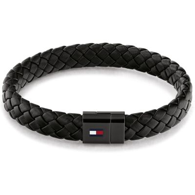 Tommy Hilfiger Čierny kožený náramok s oceľovým zapínaním 2790331 Tommy Hilfiger Čierny kožený náramok s oceľovým zapínaním 2790331