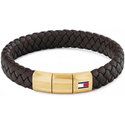 Tommy Hilfiger Hnedý kožený náramok s pozláteným zapínaním 2790671 Tommy Hilfiger Hnedý kožený náramok s pozláteným zapínaním 2790671