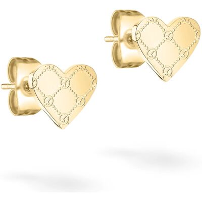 Tamaris Srdiečkové pozlátené náušnice z ocele Logomania Heart TJ-0532-E-08 Tamaris Srdiečkové pozlátené náušnice z ocele Logomania Heart TJ-0532-E-08