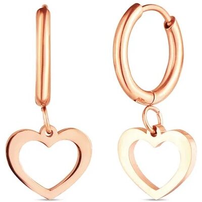 Vuch Srdiečkové kruhové náušnice z pozlátenej ocele Glimmer Rose Gold Vuch Srdiečkové kruhové náušnice z pozlátenej ocele Glimmer Rose Gold