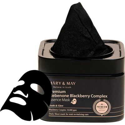 MARY & MAY Prémiová viacúčelová pleťová maska Idebenone Blackberry Complex (Essence Mask) 20 ks MARY & MAY Prémiová viacúčelová pleťová maska Idebenone Blackberry Complex (Essence Mask) 20 ks