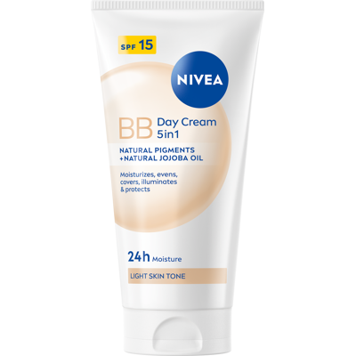 Nivea Skrášľovací hydratačný krém 5 v 1 BB Cream SPF 15 (5in1 Beautifying Moisturizer) 50 ml Light Nivea Skrášľovací hydratačný krém 5 v 1 BB Cream SPF 15 (5in1 Beautifying Moisturizer) 50 ml Light