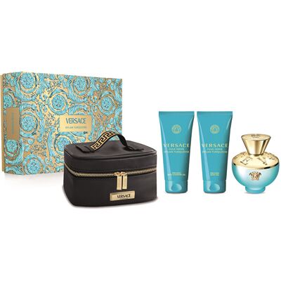 Versace Dylan Turquoise - EDT 100 ml + parfumovaný telový gél 100 ml + sprchový gél 100 ml + kosmetická taštička Versace Dylan Turquoise - EDT 100 ml + parfumovaný telový gél 100 ml + sprchový gél 100 ml + kosmetická taštička