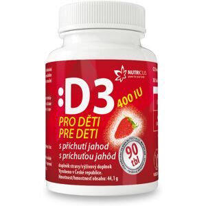 Nutricius Vitamín D3 pre deti 400IU - jahoda 90 tbl. Nutricius Vitamín D3 pre deti 400IU - jahoda 90 tbl.