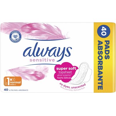 Always Hygienické vložky Ultra Sensitive Normal Quatro 40 ks Always Hygienické vložky Ultra Sensitive Normal Quatro 40 ks