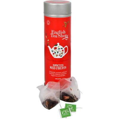 English Tea Shop Korenené červené ovocie BIO 15 pyramídok v plechovke English Tea Shop Korenené červené ovocie BIO 15 pyramídok v plechovke