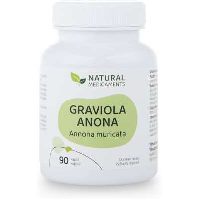 Natural Medicaments Graviola anona (Annona muricata) 90 kapsúl Natural Medicaments Graviola anona (Annona muricata) 90 kapsúl