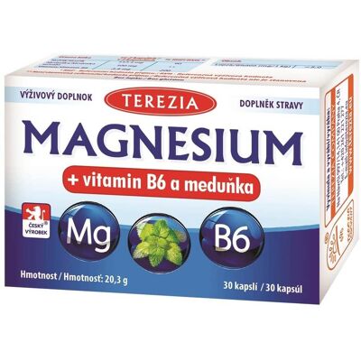 Terezia Company Magnesium + vitamin B6 a meduňka 30 kapslí Terezia Company Magnesium + vitamin B6 a meduňka 30 kapslí
