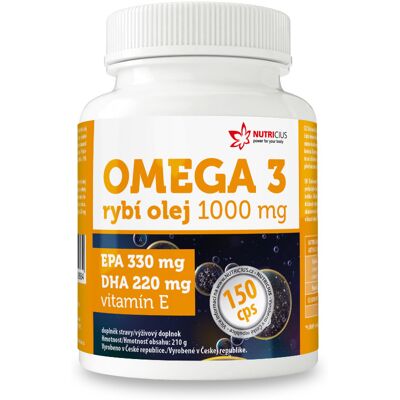 Nutricius Omega 3 Rybí olej 1000 mg EPA 330 mg / DHA 220 mg 150 kapsúl Nutricius Omega 3 Rybí olej 1000 mg EPA 330 mg / DHA 220 mg 150 kapsúl