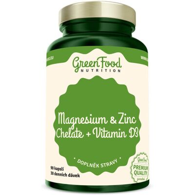 GreenFood Nutrition Horčík a Zinok Cheláty + Vitamín D3 90 kapsúl GreenFood Nutrition Horčík a Zinok Cheláty + Vitamín D3 90 kapsúl