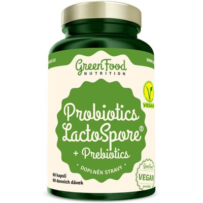 GreenFood Nutrition Probiotiká LactoSpore® + Prebiotics 60 kapsúl GreenFood Nutrition Probiotiká LactoSpore® + Prebiotics 60 kapsúl