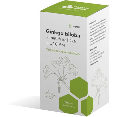Purus Meda Ginkgo biloba + mateří kašička + Q10 PM 50 kapslí Purus Meda Ginkgo biloba + mateří kašička + Q10 PM 50 kapslí