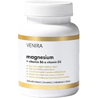 Venira Magnesium s vitamínom B6 a vitamínom D 90 kapsúl Venira Magnesium s vitamínom B6 a vitamínom D 90 kapsúl